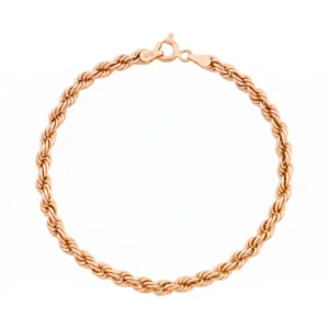 9ct Rose Gold Rope Bracelet 7.5″ 4mm