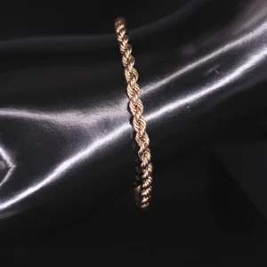 9ct Rose Gold Rope Bracelet 7.5″ 4mm