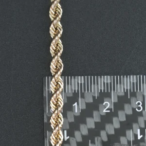 9ct Rose Gold Rope Bracelet 7.5″ 4mm