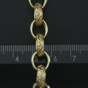 9ct Yellow Gold Patterned Belcher Bracelet 8″ 10.5mm