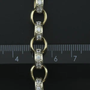 9ct Yellow Gold Gemstone Belcher Bracelet 9″ 9mm