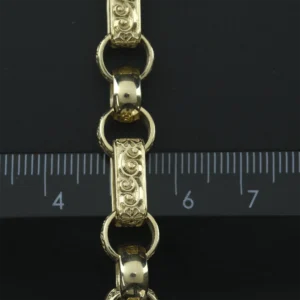 9ct Yellow Gold Gypsy Link Bracelet 9″ 9.5mm