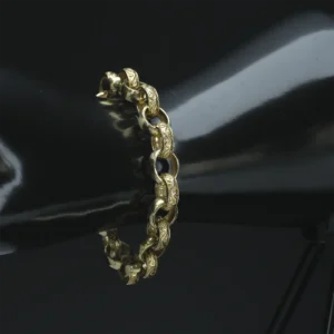 9ct Yellow Gold Patterned Belcher Bracelet 7.5″ 10.5mm