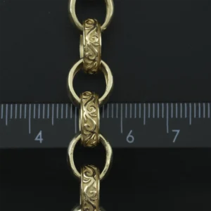 9ct Yellow Gold Patterned Belcher Bracelet 7.5″ 10.5mm