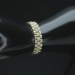 9ct Yellow Gold Gemstone Watch Strap Bracelet 6″ 11.5mm