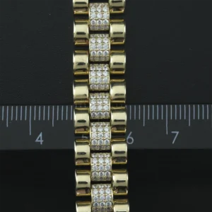 9ct Yellow Gold Gemstone Watch Strap Bracelet 6″ 11.5mm