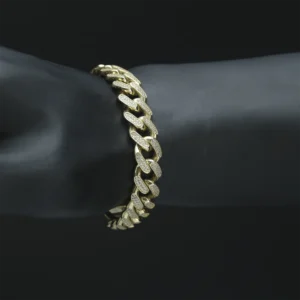 9ct Yellow Gold Gemstone Cuban Bracelet 7″ 11mm