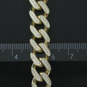 9ct Yellow Gold Gemstone Cuban Bracelet 7″ 11mm
