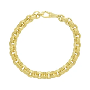 9ct Yellow Gold Patterned Belcher Bracelet 7.5″ 7.5mm