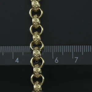 9ct Yellow Gold Patterned Belcher Bracelet 7.5″ 7.5mm