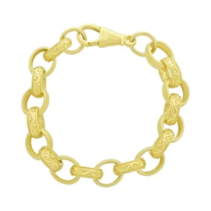 9ct Yellow Gold Belcher Bracelet 7″ 10.5mm