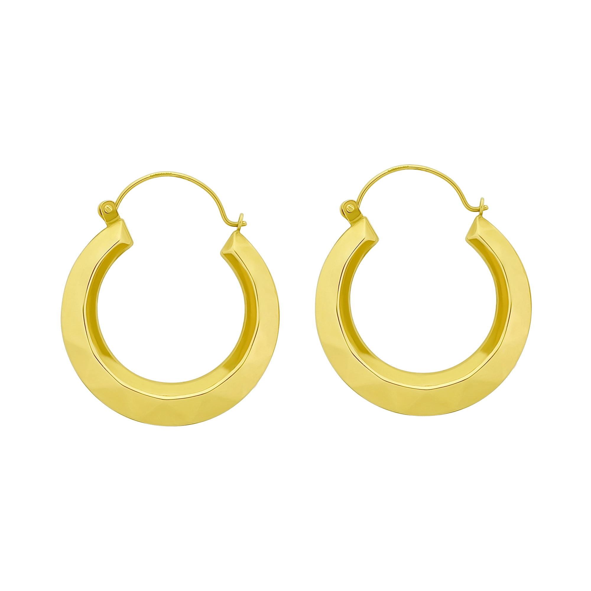 9ct Yellow Gold Patterned Hoop Earrings