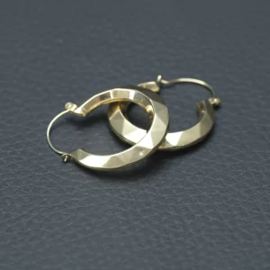 9ct Yellow Gold Patterned Hoop Earrings