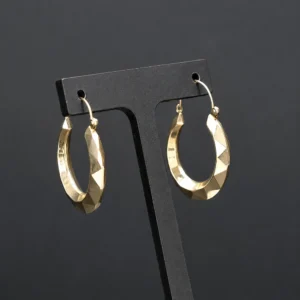 9ct Yellow Gold Patterned Hoop Earrings