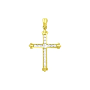 9ct Yellow Gold Gemstone Cross Pendant