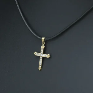 9ct Yellow Gold Gemstone Cross Pendant
