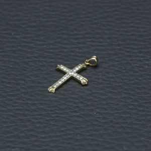 9ct Yellow Gold Gemstone Cross Pendant