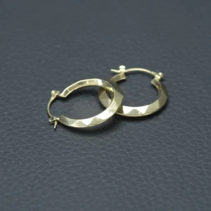 9ct Yellow Gold Patterned Hoop Earrings