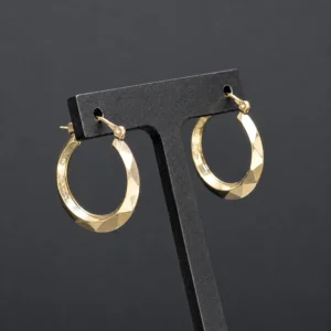 9ct Yellow Gold Patterned Hoop Earrings