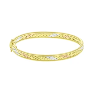 9ct Tri-Colour Gold Fancy Bangle