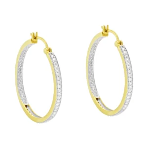 9ct Yellow Gold 0.32ct Diamond Hoop Earrings