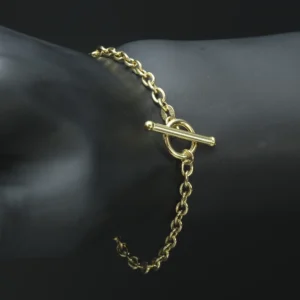 9ct Yellow Gold Belcher Bracelet & T-Bar 8″ 4mm