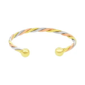 9ct Tri-Colour Gold Torque Bangle