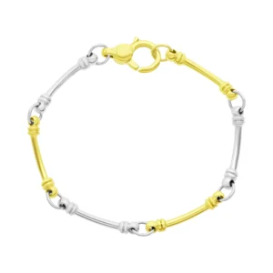9ct Yellow And White Gold Fancy Link Bracelet 7″ 6mm