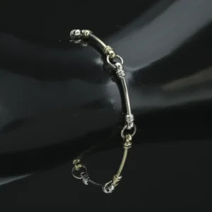 9ct Yellow And White Gold Fancy Link Bracelet 7″ 6mm
