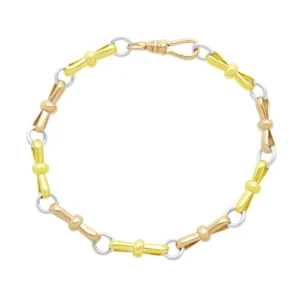 9ct Tricolour Fancy Link Bracelet 8.5″ 7mm