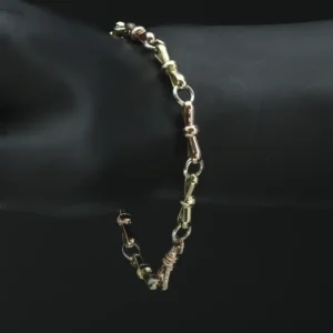 9ct Tricolour Fancy Link Bracelet 8.5″ 7mm
