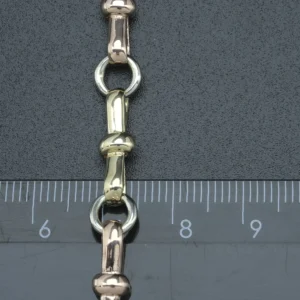 9ct Tricolour Fancy Link Bracelet 8.5″ 7mm
