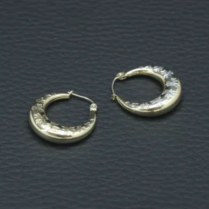 9ct Yellow Gold Leaf Hoop Earrings