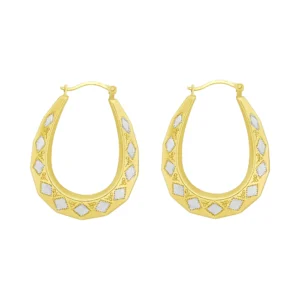 9ct Yellow & White Gold Hoop Earrings