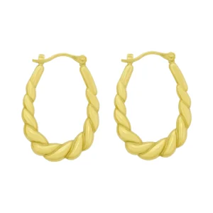 9ct Yellow Gold Twist Hoop Earrings