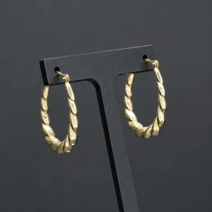 9ct Yellow Gold Twist Hoop Earrings