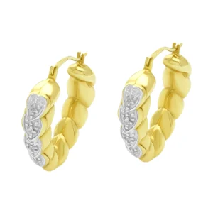 9ct Yellow Gold 0.08ct Diamond Hoop Earrings