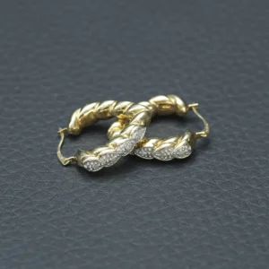9ct Yellow Gold 0.08ct Diamond Hoop Earrings