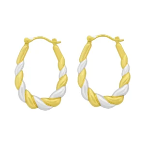 9ct Yellow & White Gold Hoop Earrings