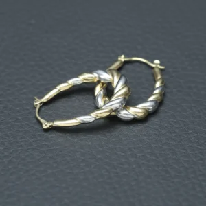 9ct Yellow & White Gold Hoop Earrings