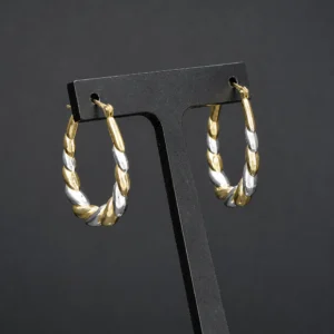 9ct Yellow & White Gold Hoop Earrings