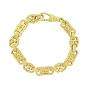 9ct Yellow Gold Stars And Bars Bracelet 8″ 9.5mm