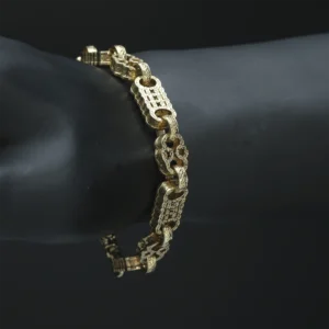 9ct Yellow Gold Stars And Bars Bracelet 8″ 9.5mm