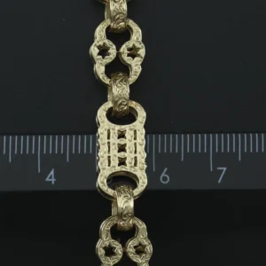9ct Yellow Gold Stars And Bars Bracelet 8″ 9.5mm