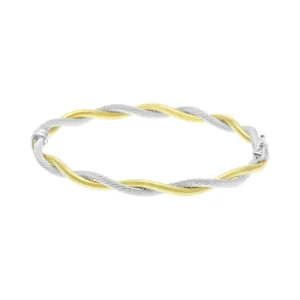 9ct Yellow And White Gold Twist Bangle