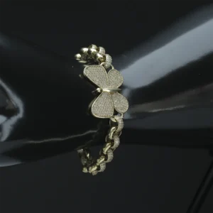 9ct Yellow Gold Gemstone Butterfly Belcher Bracelet 6.5″ 7.5mm