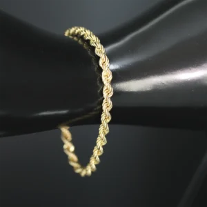 9ct Yellow Gold Rope Bracelet 7.5″ 5mm