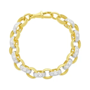 9ct Yellow Gold Gemstone Belcher Bracelet 7″ 9mm