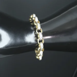 9ct Yellow Gold Gemstone Belcher Bracelet 7″ 9mm