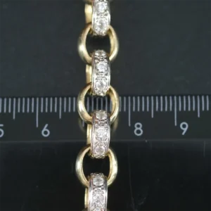 9ct Yellow Gold Gemstone Belcher Bracelet 7″ 9mm